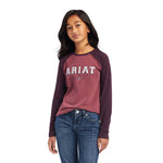 Ariat Youth Varsity T-Shirt - Mulberry/Nostalgia Rose