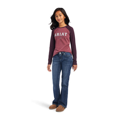 Ariat Youth Varsity T-Shirt - Mulberry/Nostalgia Rose