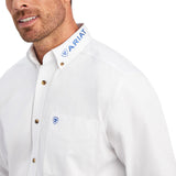 Ariat Team Logo Twill Classic Fit Shirt - White/Olympian Blue