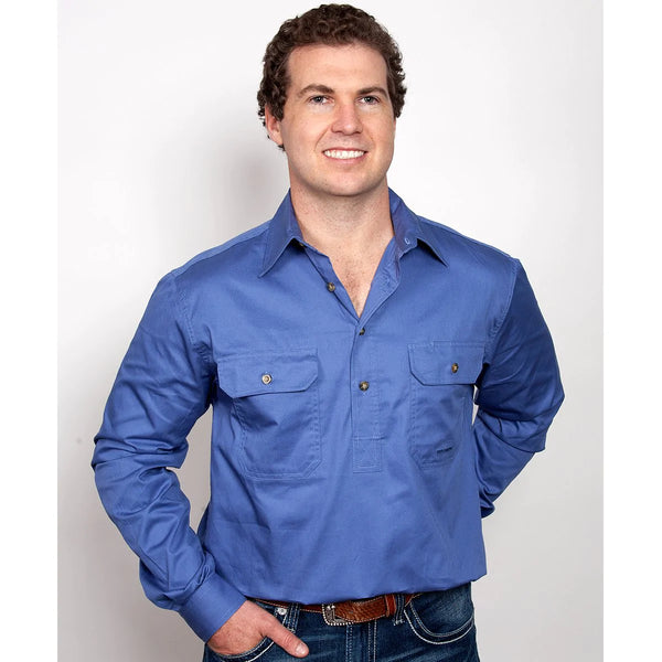 Just Country Evan Full Button Work Shirts Blue