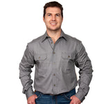 Just Country Evan Full Button Work Shirts Steel Grey