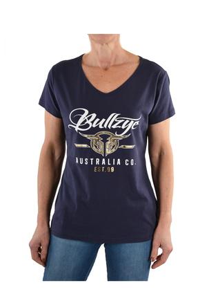 Bullzye womens Code V-Neck Navy