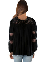 Pure Western Ladies Faye Lace Trim Blouse 50% OFF