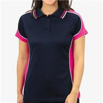 Be Seen Ladies Polo Navy/Hot Pink/White