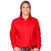 JUST COUNTRY Brooke Ladies Work Shirt Chilli Full Button