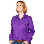 JUST COUNTRY Brooke Ladies Work Shirt Purple Full Button