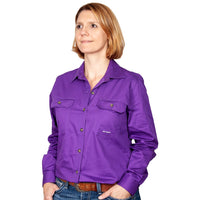 JUST COUNTRY Brooke Ladies Work Shirt Purple Full Button