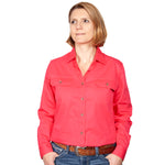 JUST COUNTRY Brooke Ladies Work Shirt Raspberry Full Button