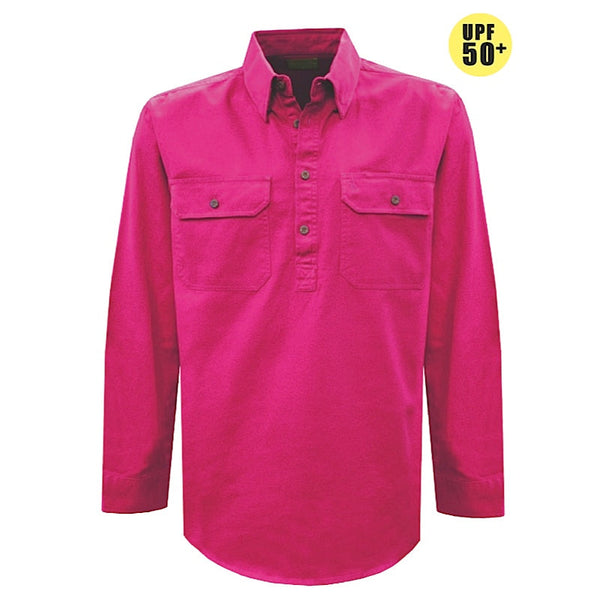 Thomas Cook Light Drill 1/2 Plkt2-Pkt L/S Shirt Hot Pink Mens
