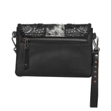 Montana West Real Leather Tooled Collection Crossbody/Wristlet Black