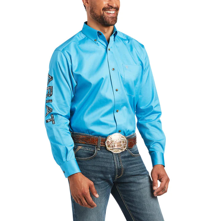 Ariat Mens Team Logo Twill Classic L/S Shirt Rivera/Leather Tool