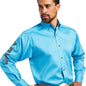 Ariat Mens Team Logo Twill Classic L/S Shirt Rivera/Leather Tool
