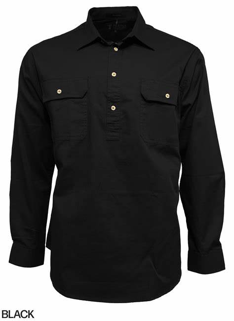 PILBARA Closed Front L/S Shirt Black