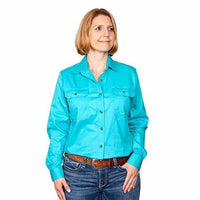 JUST COUNTRY Brooke Ladies Work Shirt Turquoise Full Button