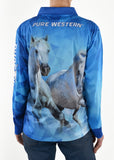 Pure Western Girls Rhinestone Rider Fishing Shirt