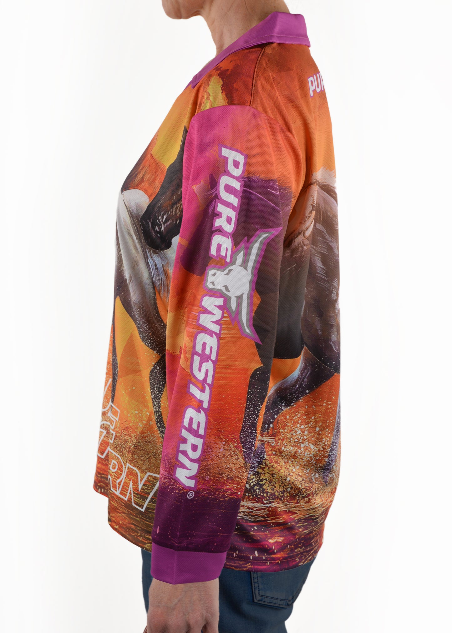 Pure Western Girls Sunset Ride Fishing Shirt