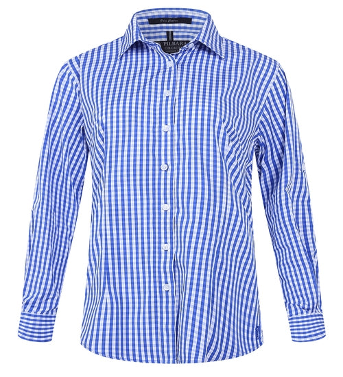 Pilbara Ladies Check L/S Shirt Blue