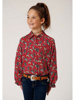 Roper Girls L/S Cowgirl Boots & Hat Western Snap Shirt