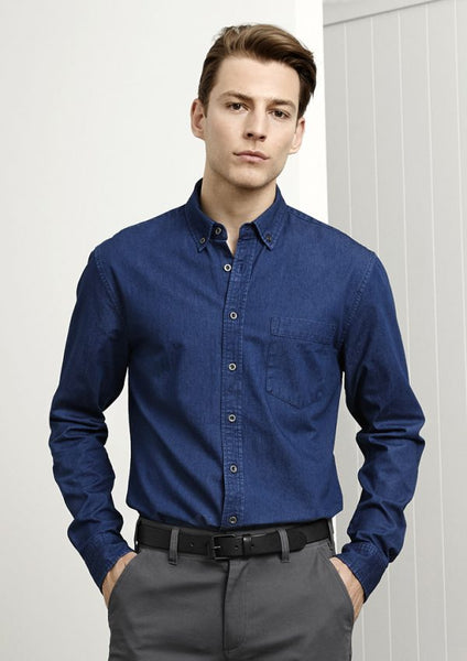 Biz Indie Mens Dark Blue L/S Shirt