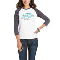 Ariat Womens Real Plains 3/4 Sleeve T-Shirt White