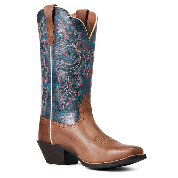 Ariat Ladies Round Up Square Toe Storming Brown/Singing the Blues