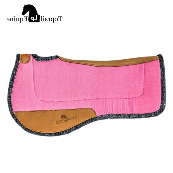 12mm Saddle Pad Contoured Wool/Felt with Leather Wear Pads – Pink