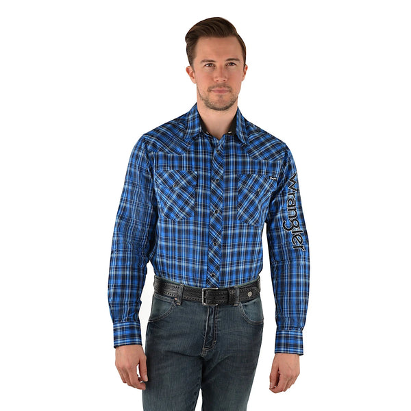 Wrangler Mens Ash Check Logo Shirt