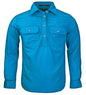 Kids Pilbara Closed Front L/S Shirt Azure