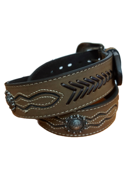 Roper Men's Belt 1.1/2" Genuine Leather Tan Overlay