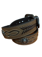 Roper Men's Belt 1.1/2" Genuine Leather Tan Overlay