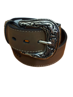 Roper Men's Belt 1.1/2" Genuine Leather Tan Overlay