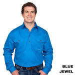 Just Country CAMERON 1/2 Button Work Shirts BLUE JEWEL