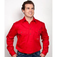 Just Country CAMERON 1/2 Button Work Shirts CHILLI