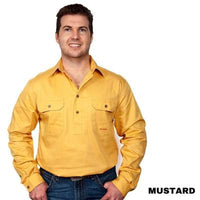 Just Country CAMERON 1/2 Button Work Shirts MUSTARD