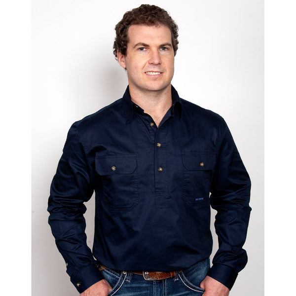 Just Country CAMERON 1/2 Button Work Shirts NAVY