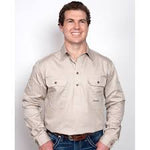 Just Country CAMERON 1/2 Button Work Shirts STONE