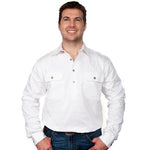 Just Country CAMERON 1/2 Button Work Shirts WHITE