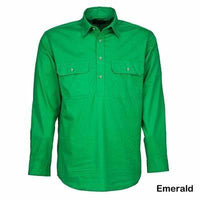Kids Pilbara Closed Front L/S Shirt Emerald