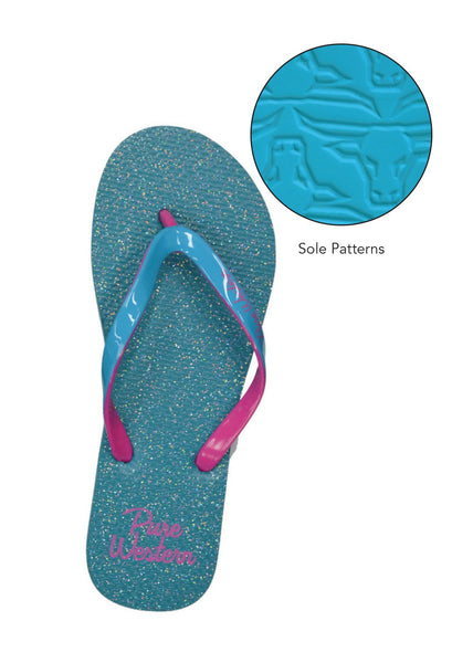 Pure Western Ladies Blue Glitter Thongs