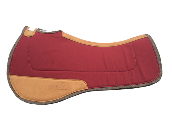 12mm Saddle Pad Contoured Wool/Felt with Leather Wear Pads – Maroon