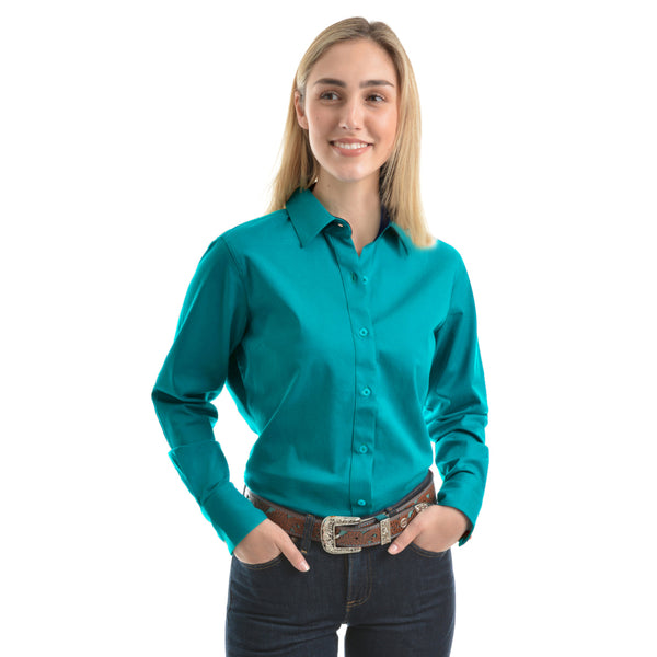 Wrangler Ladies TRACEY Teal Drill Western Shirt